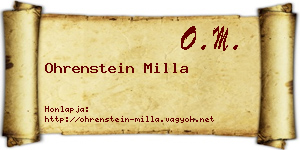 Ohrenstein Milla névjegykártya
